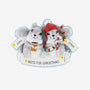 Personalized grey squirrel couple ornament with names on the scarves, “Nuts for Christmas” on the snowy base, and year.