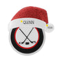 Personalized hockey ornament with a name on the Santa hat and year on the hat pom-pom.