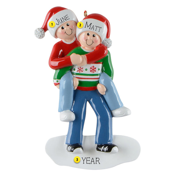 Holding tight couple on white background