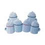 Personalized hot cocoa mugs family of 6 ornament with six speckled mugs and whipped cream tops