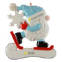 Personalized Christmas ornament of a gnome on skates with customizable name and year.