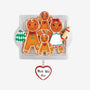 Made With Love family of 4 ornament featuring four gingerbread cookies on a silver baking tray with an oven mitt, rolling pin, and dangling heart charm.