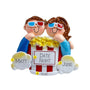 A couple at the movies ornament with popcorn and 3-D Glasses on a white background