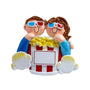 A couple at the movies ornament with popcorn and 3-D Glasses on a white background
