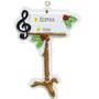 Decorative music stand ornament with musical notes and text on a white background 