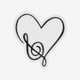 Musical note heart ornament with a black treble clef forming the lower part of a heart shape.