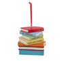 Stack of books ornament with humorous text on a white background