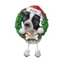Personalized Pitbull ornament example with name on Santa hat and year on bone-shaped plaque