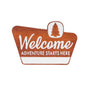 Park welcome sign ornament with wood grain detail, tree icon, and “Adventure Starts Here” printed on the front.