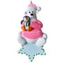 Decorative ornament of a polar bear holding a penguin on a white background