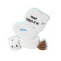 Potty training ornament with a white toilet, smiling toilet paper roll, smiling poop accent, and printed “Poop! There It Is!” phrase.
