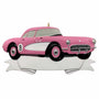 Pink vintage car ornament on a white background