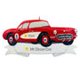 Red classic car ornament on a white background