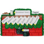 Christmas ornament of a mantel personalized with names, year, & family name against a white background