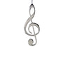 Silver treble clef ornament with ribbon hanger
