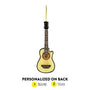 Personalized acoustic guitar ornament shown with name and year on back option graphic