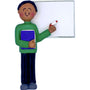 Teacher ornament with a whiteboard, book, and marker on a white background