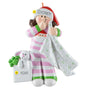 Decorative ornament of a young girl in pj's with a bunny, on a white background