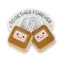 Two locks together forever couple ornament with gold padlocks, silver linked handles, sweet smiling faces, and pink heart accents.