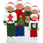 Christmas-themed family of 5 ornament wearing festive sweaters