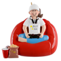 Personalized video gamer girl Christmas ornament in a red gaming chair with headphones and controller, personalized with the example of Jilly and year.