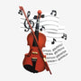 Violin and sheet music ornament featuring a brown violin with bow, black music notes, and printed sheet music details.