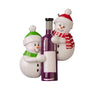 Personalized wine bottle couple ornament with two smiling snowmen, names on their hats, a year on the bottle neck, and “Cheers To Us” on the label.