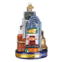Decorative ornament of a Philadelphia cityscape with Geno's Steaks sign on a white background