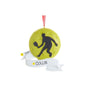 Personalized pickleball ornament with a male player silhouette, yellow pickleball design, and white banner with space for a name and year.