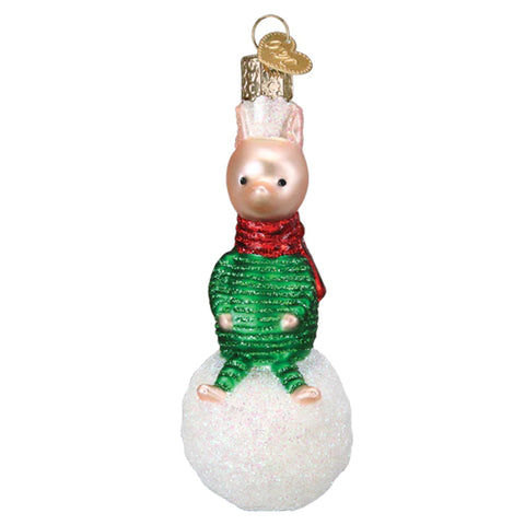 Piglet On Snowball Ornament - Old World Christmas 12705