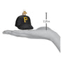 Glass black cap with yellow logo ornament on a hand, showing 2.25 inch measurement.