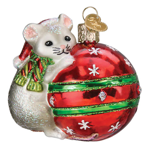 Playful Christmas Mouse Ornament - Old World Christmas 12698