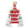 Personalized polar bear gifts tabletop decoration with names on the presents and bears, plus a Christmas message and year on the bottom sign.