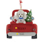 Personalized Poodle Dog in Back of Truck Ornament - White Can be personalized