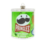 Glass Pringles™ Sour Cream & Onion can ornament with a bright green finish, Pringles logo, and classic chip can design on the front.