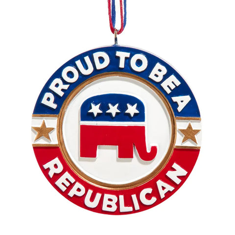 Christmas Ornament for a Republican with elephant and quote Proud to be a republican