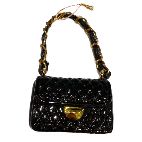 quilted black purse ornament for a fashionista
