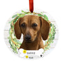 Red Dachshund Dog Ornament Dated and Personalized for Christmas Tree