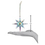 Crystal star-shaped ornament with measurement on a white background