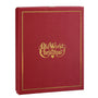 Red box with 'Old World Christmas' in gold on a white background