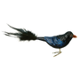 Decorative Raven bird ornament with black, blue, and orange colors on a white background