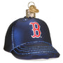 Navy blue baseball cap ornament with red 'B' Boston Red Sox logo on a white background