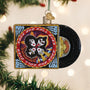 Decorative Kiss Album Cover ornament with rock and roll over design on a Christmas tree.