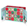 Rudolph the Red-Nosed Reindeer Advent Calendar opened to show 24 numbered doors with character artwork on the side panels.