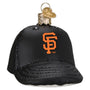 Black baseball cap ornament with orange Giants logo on a white background