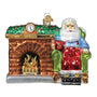 Santa sitting by a fireplace Ornament - Old World Christmas  