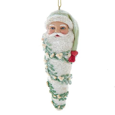 Santa Head Icicle Glass Ornament