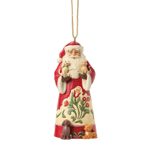 Santa With Dogs and Cats Ornament - Jim Shore