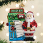 Christmas ornament featuring Santa Claus next to a 'Good List Bot' on a tree .