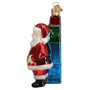 Decorative ornament of Santa Claus with a AI  bot machine on a white background side view